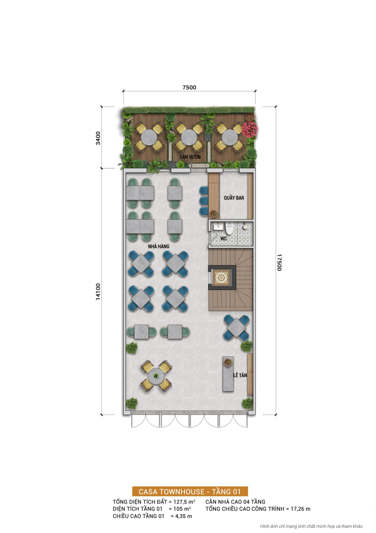 Bản vẽ thiết kế tầng 1 phân khu Casa Townhouse