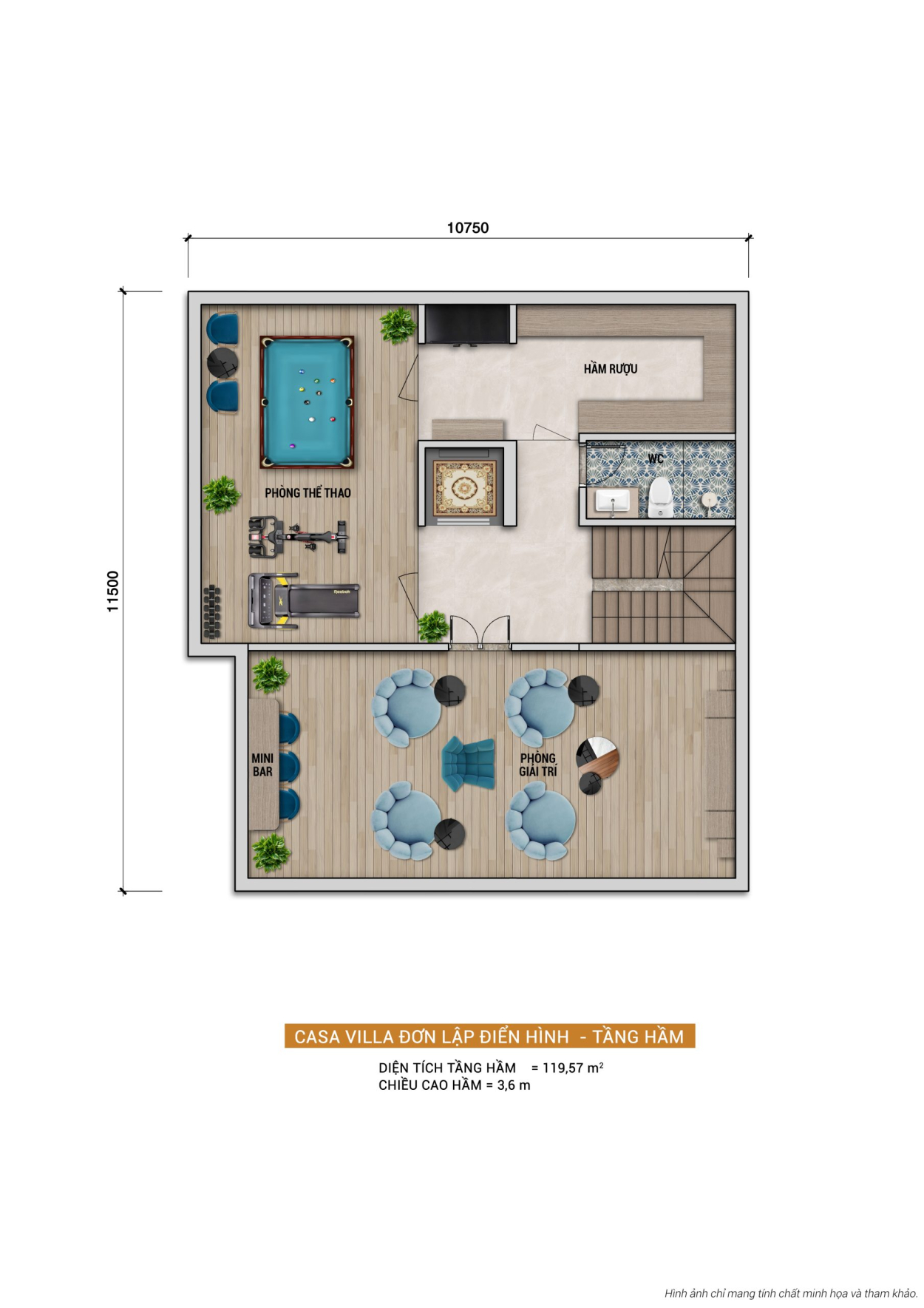 Mặt bằng hầm đa năng biệt thự đơn lập Blanca City