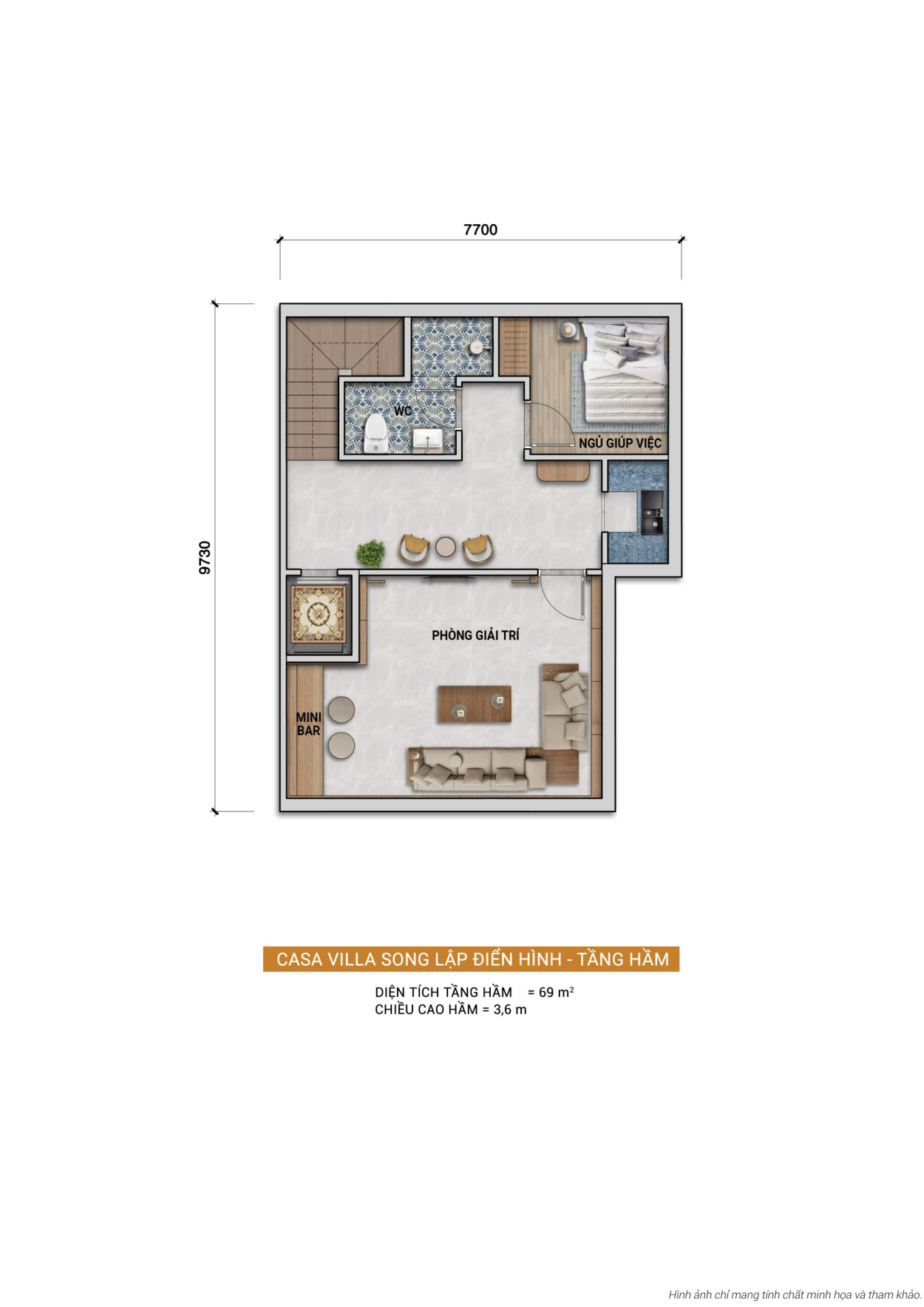 Layout hầm biệt thự song lập tại dự án Blanca City