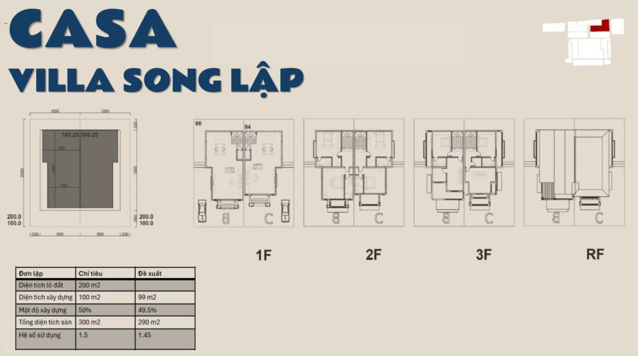 Sơ đồ bố trí công năng Casa Villa Song Lập