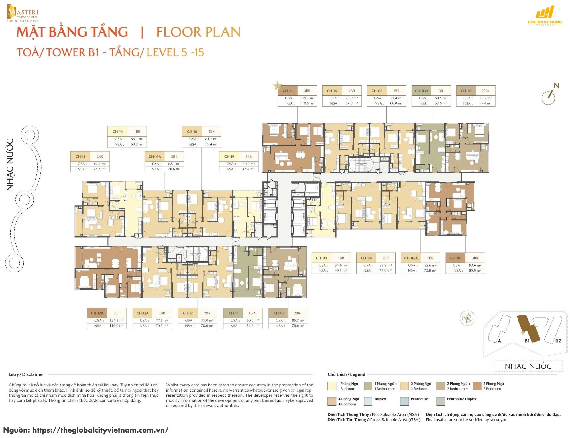 Mặt bằng tầng điển hình tòa B1 Nexus Zone Ct3