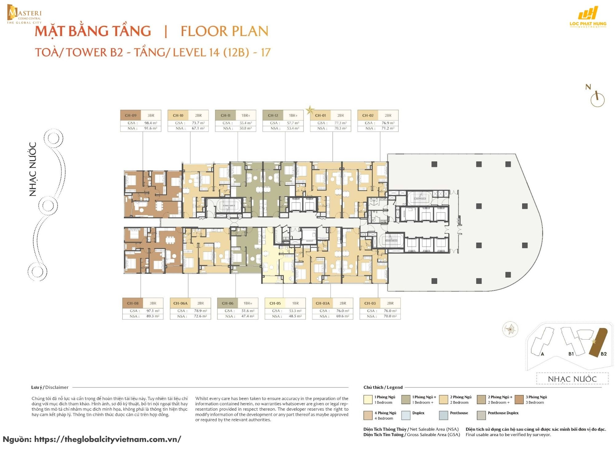 Mặt bằng tầng điển hình tòa B2 Nexus Zone Ct3