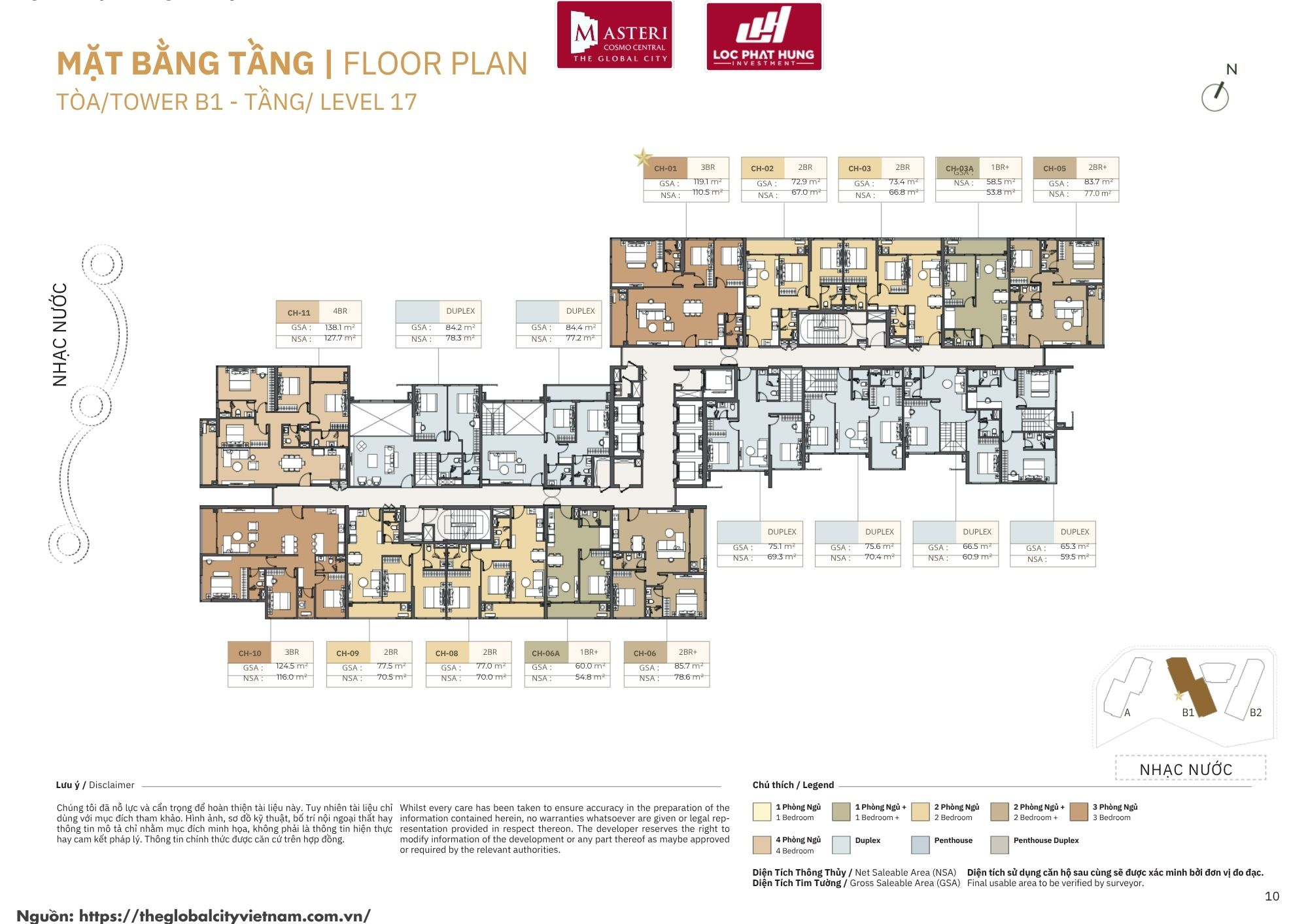 Mặt bằng tầng điển hình tháp B1 phân khu Nexus Zone CT3 dự án Masteri Cosmo Central