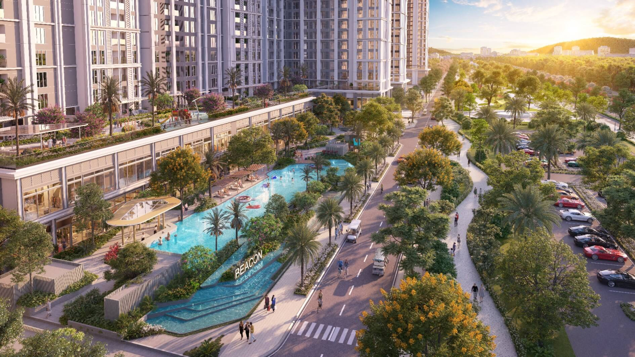 Hoàng hôn trên hồ bơi vô cực tháp Beacon