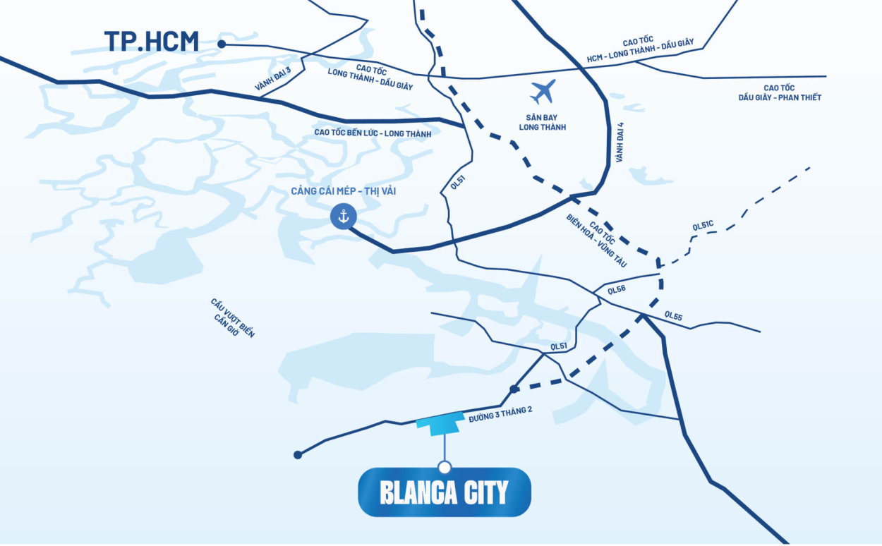Sơ đồ vị trí đắc địa mặt tiền biển của Blanca City