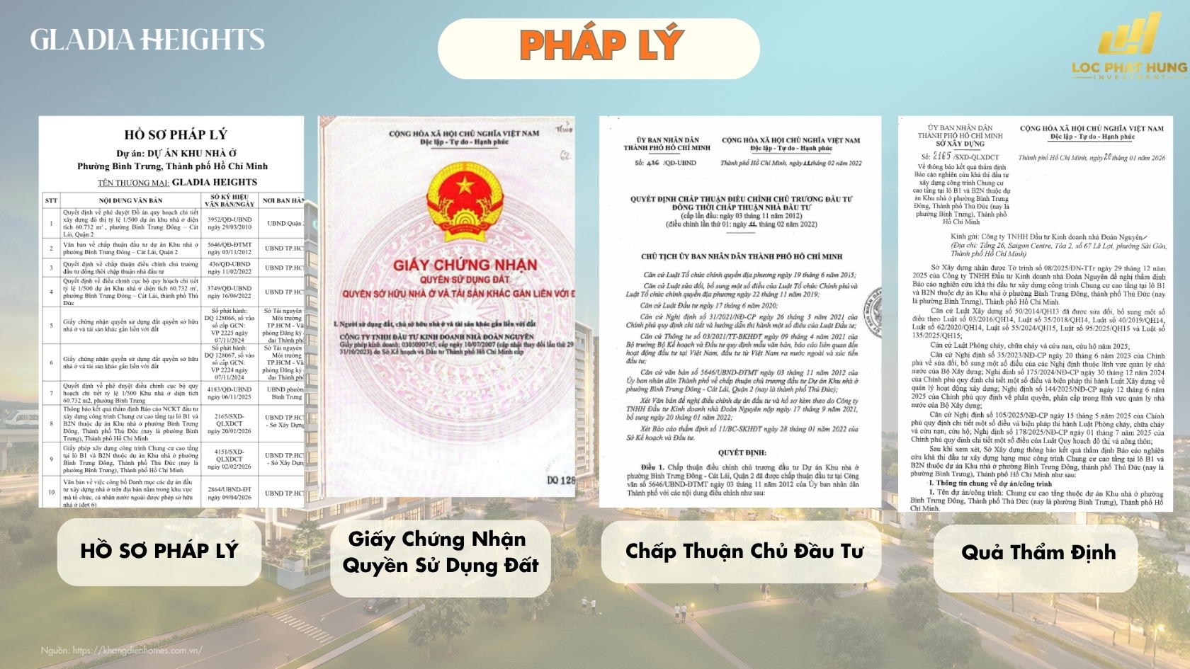 Hồ Sơ Pháp Lý Dự án Căn Hộ Chung Cư Gladia Heights Phường Bình Trưng 