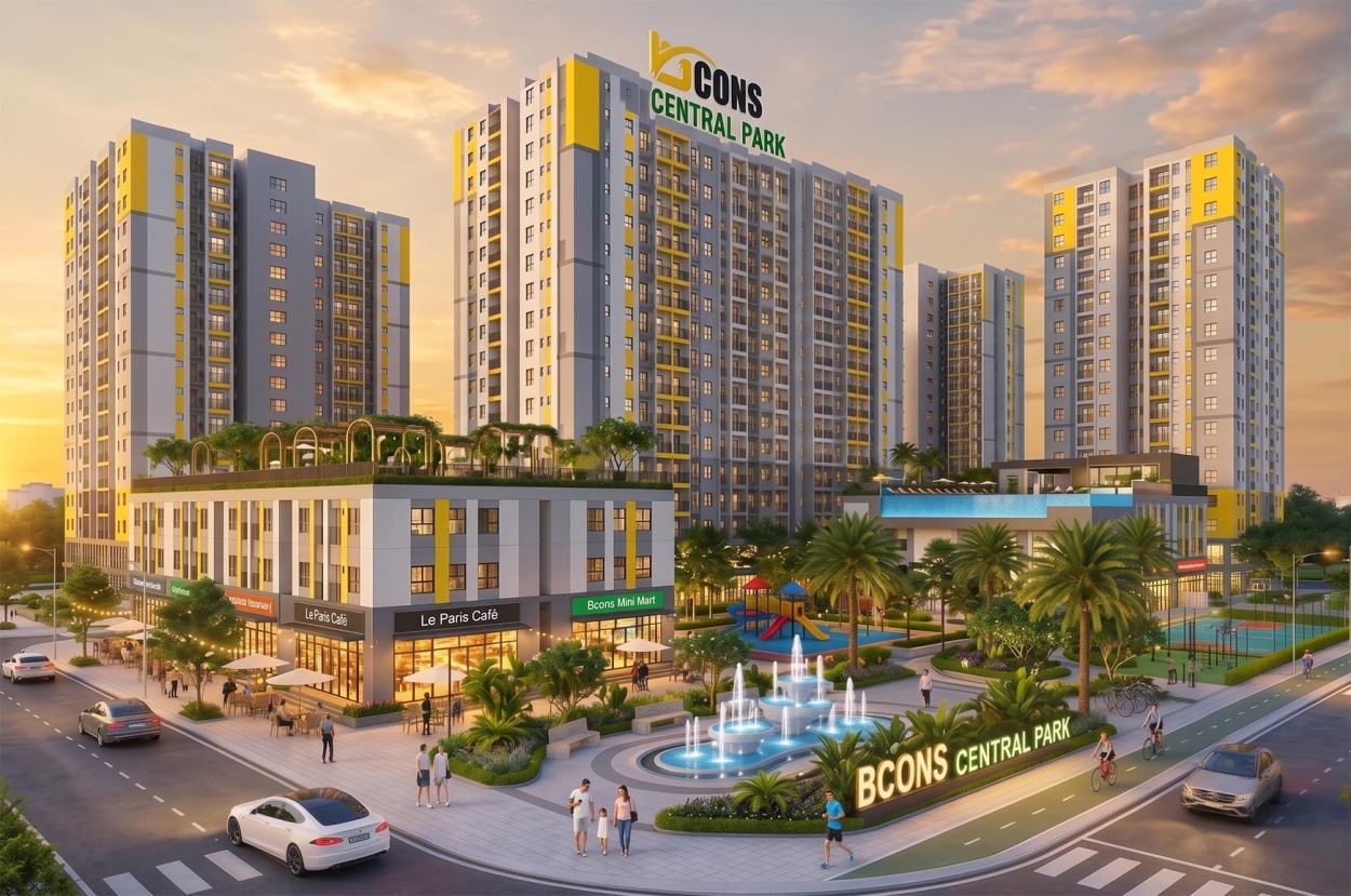 Phối cảnh tổng thể dự án Bcons Central Park tại Tam Hiệp Biên Hòa