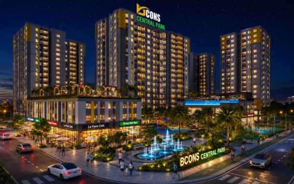 Phối cảnh Bcons Central Park rực rỡ về đêm thu hút giới đầu tư