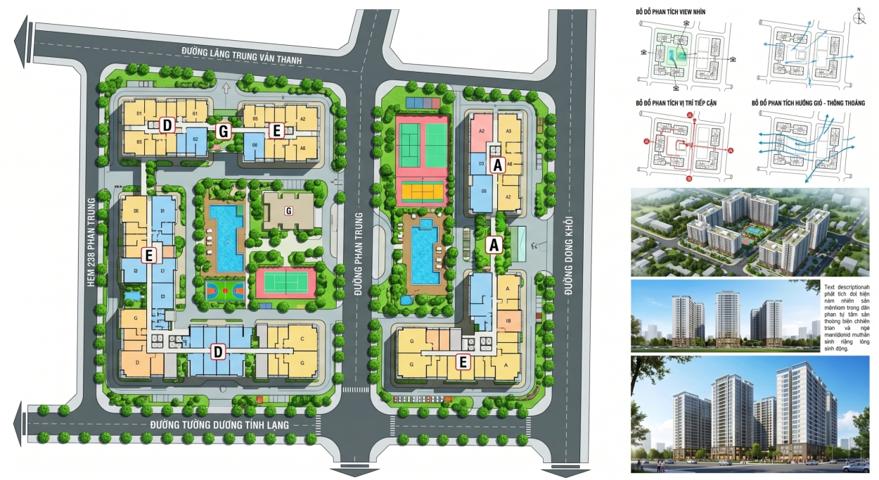 Sơ đồ chi tiết Mặt bằng Bcons Central Park quy hoạch các block thông minh