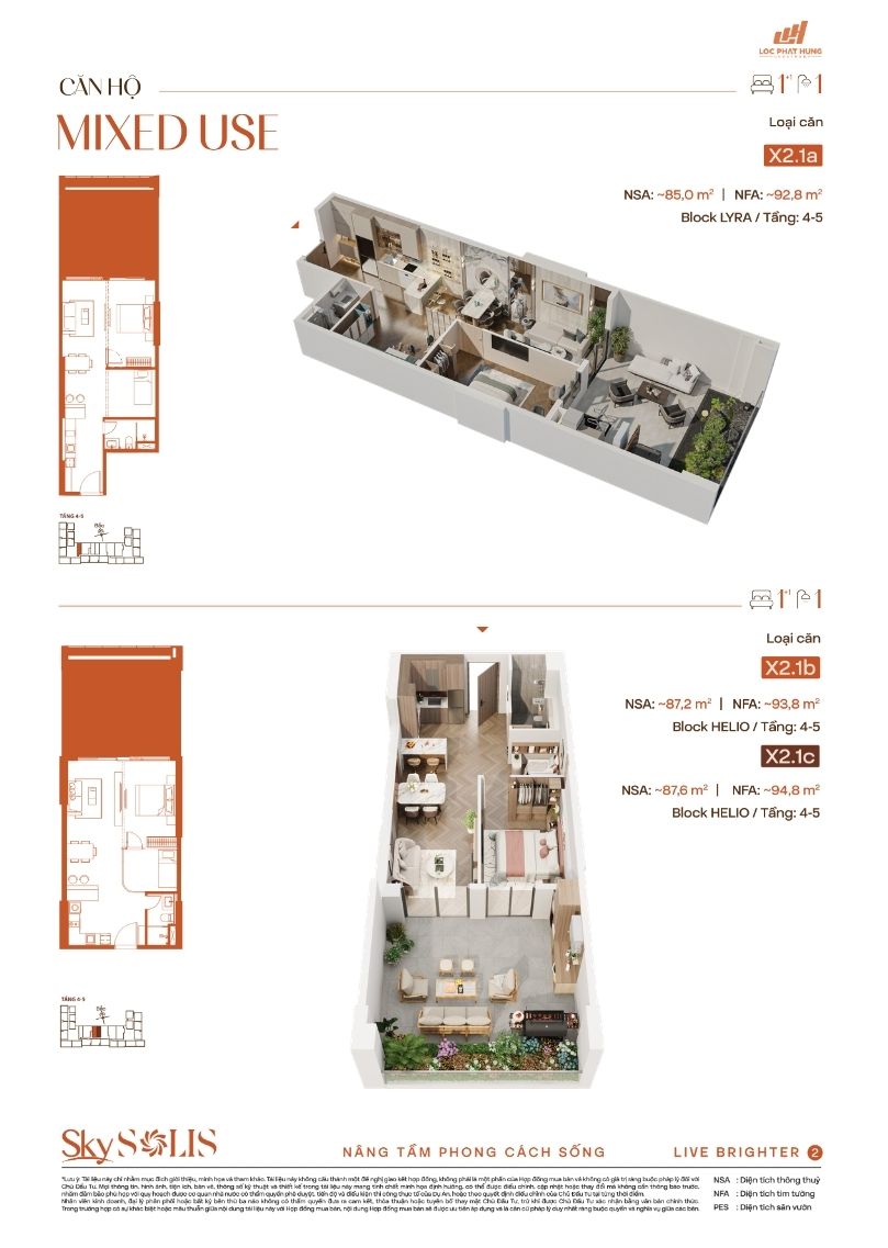 Thiết kế mặt bằng căn hộ Mixed Use Sky Solis
