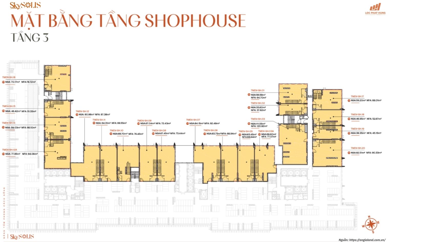 Mặt bằng Shophouse SkySolis