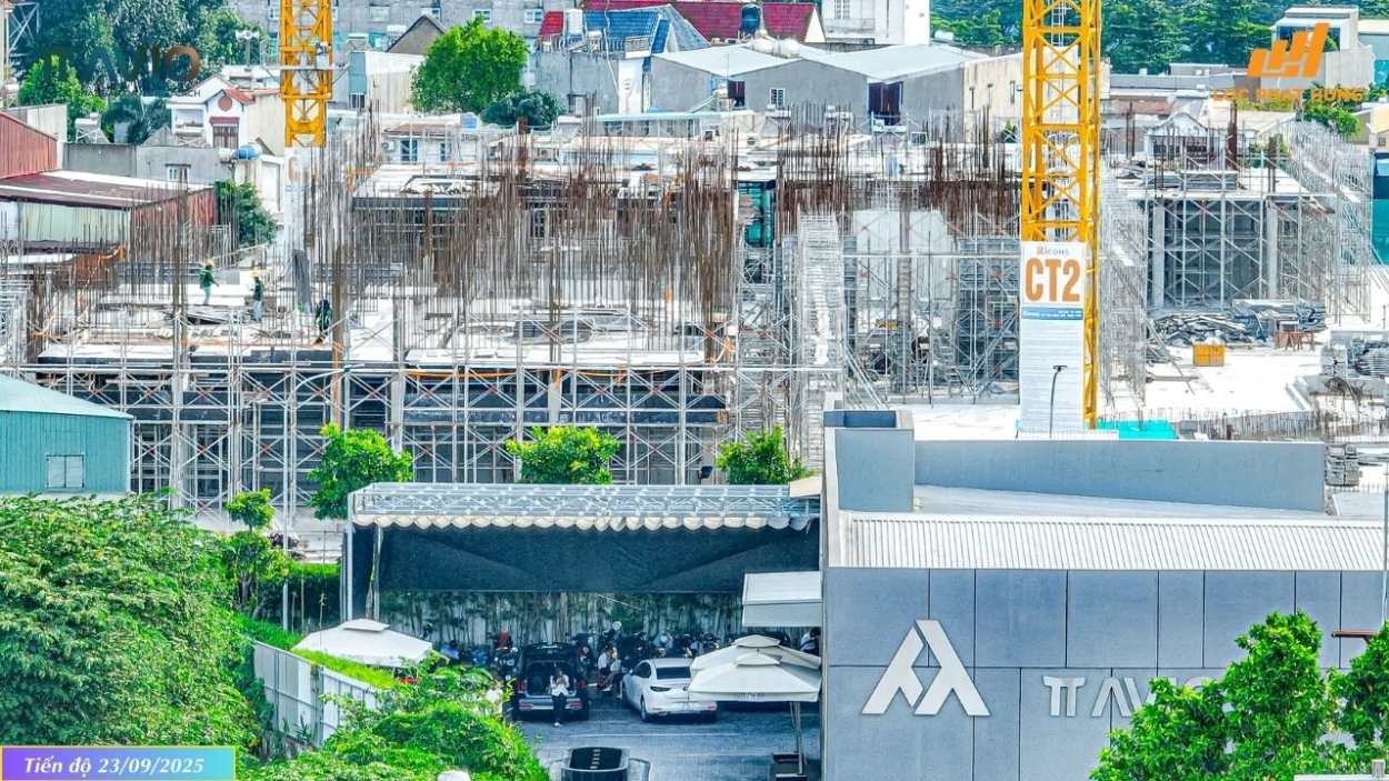Tiến độ xây dựng tháp Avis dự án TT Avio tháng 23/09/2025: Hoàn thành đổ sàn tầng 6 và thi công trụ tầng 7