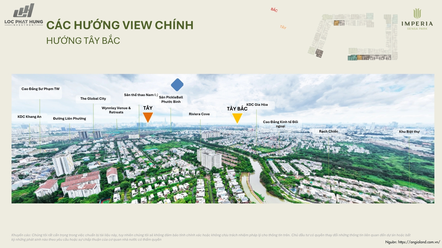 Các hướng view chính sông và nội khu căn hộ Imperia Sensa Park