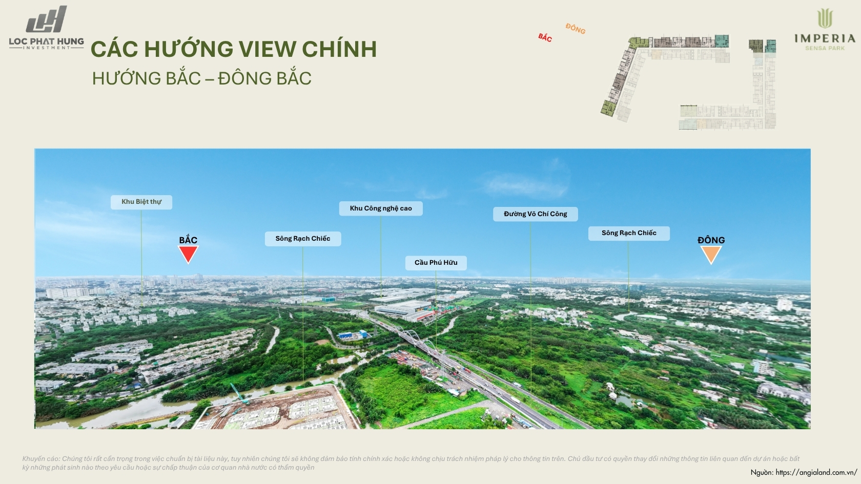 Các hướng view chính sông và nội khu căn hộ Imperia Sensa Park
