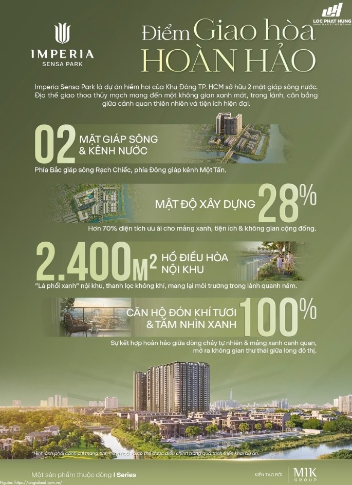 Cảnh quan 2 mặt giáp sông nước căn hộ chung cư Imperia Sensa Park