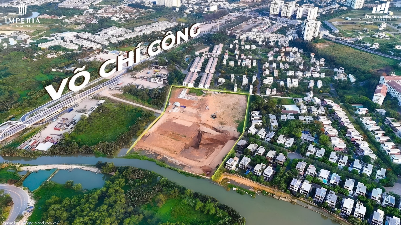 Thế đất hai mặt sông Rạch Chiếc và kênh Một Tấn dự án Imperia Sensa Park