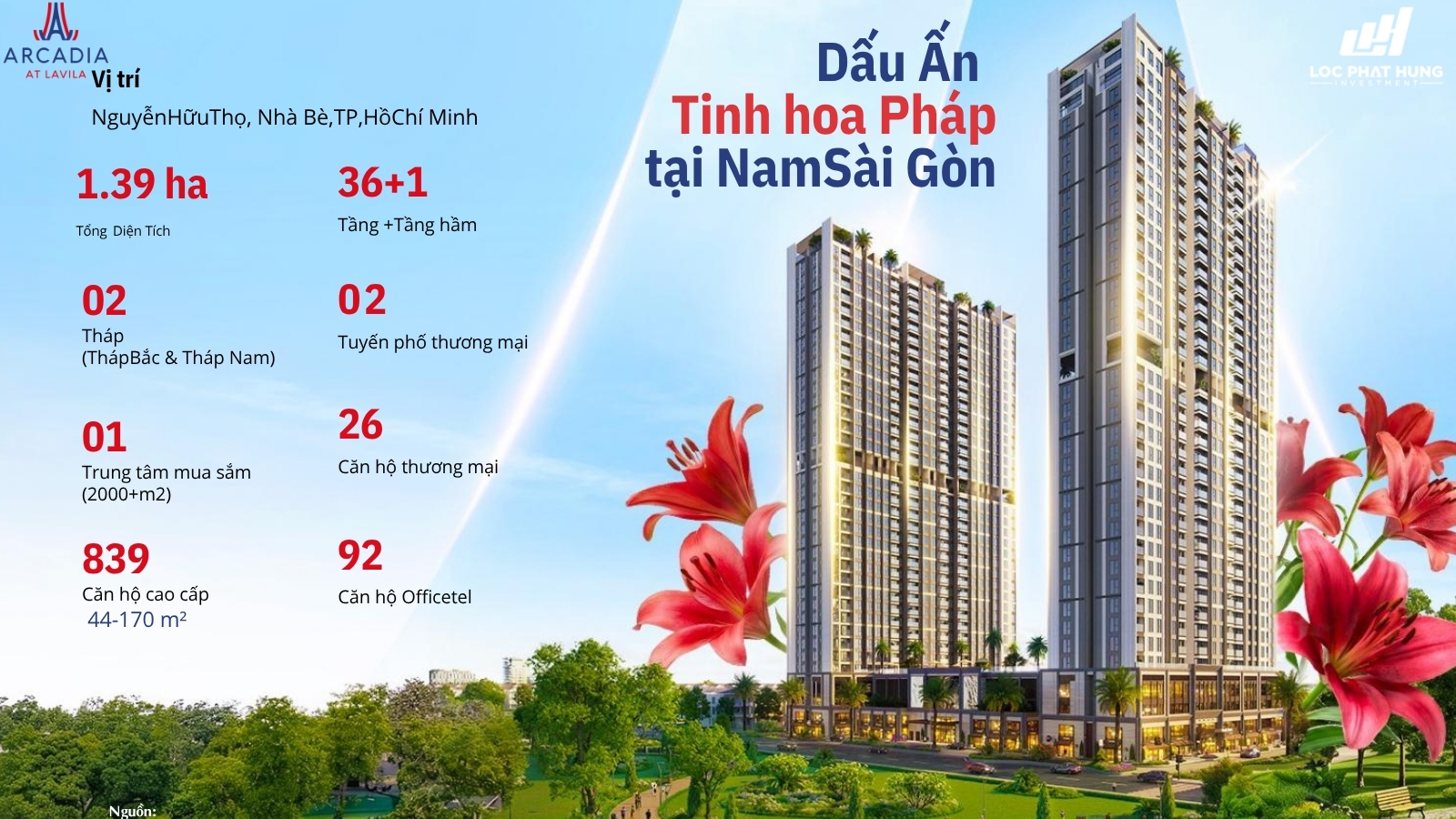 Tổng quan quy mô dự án căn hộ Arcadia at Lavila Nhà Bè