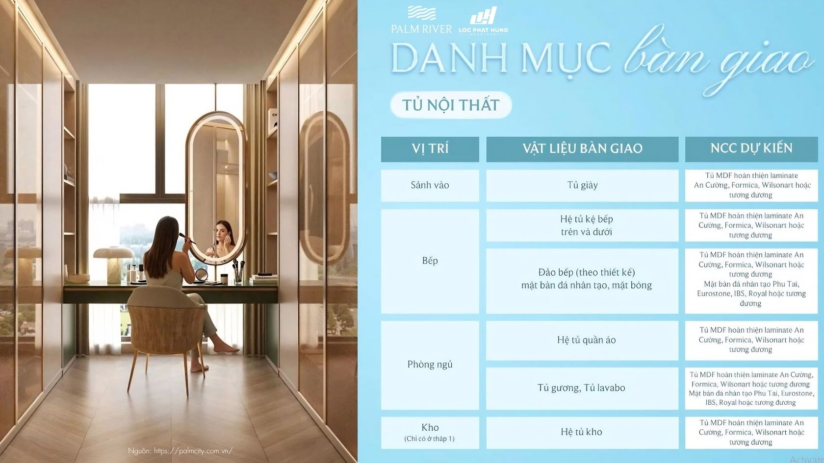 Vật Liệu Bàn Giao Dự Án Căn Hộ Palm River