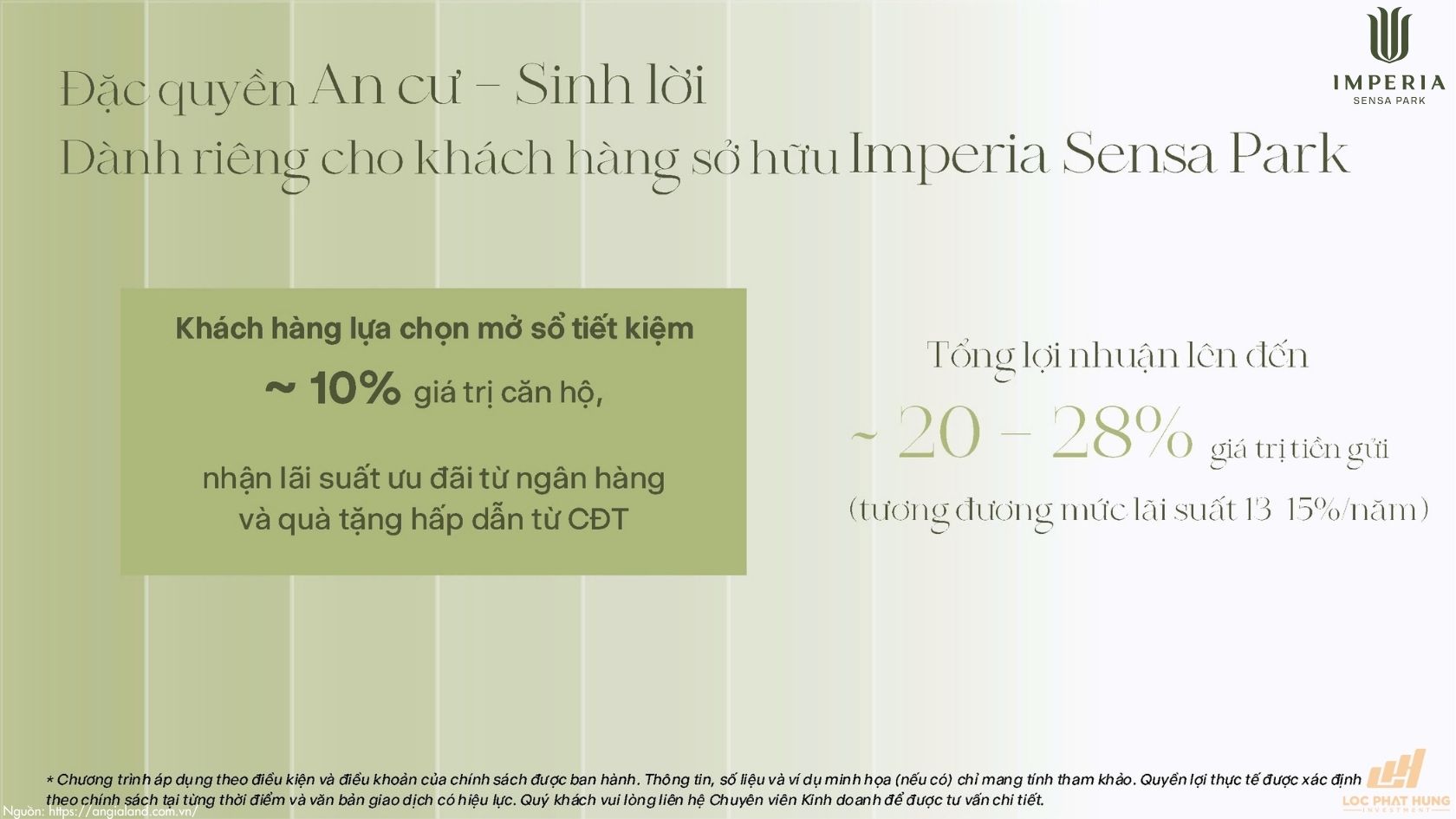 Đặc quyền An cư - Sinh lời dành riêng cho khách hàng sở hữu Imperia Sensa Park