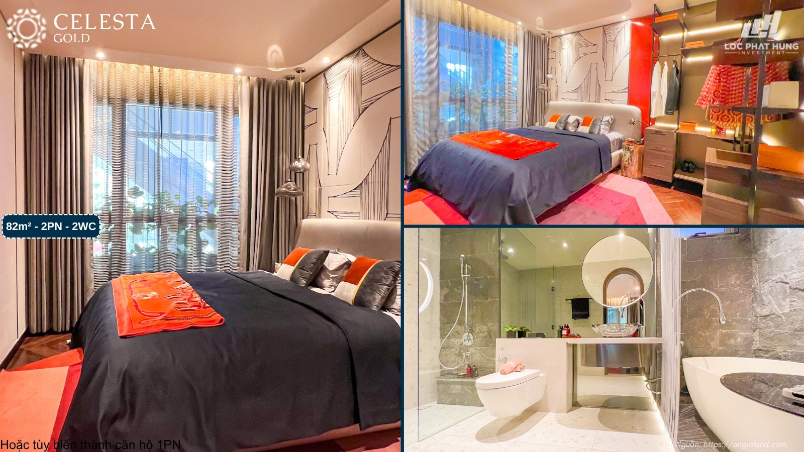 Hình ảnh thực tế phòng ngủ Master và phòng tắm nhà mẫu Celesta Gold 82m²