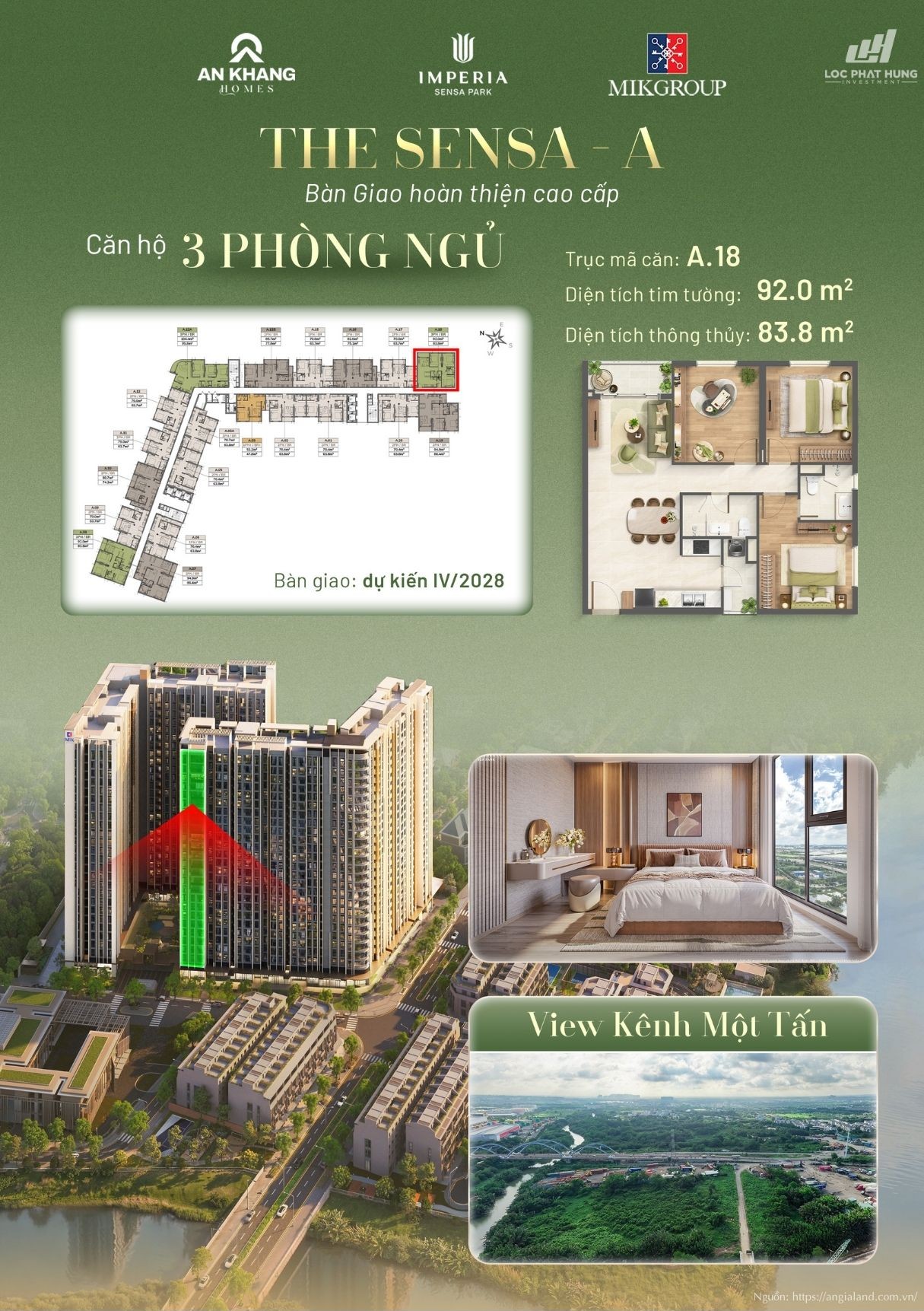 Layout thiết kế căn hộ 3 phòng ngủ Tháp A Imperia Sensa Park