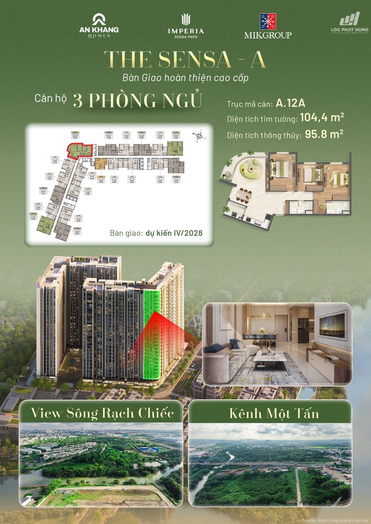 Layout thiết kế căn hộ 3 phòng ngủ Tháp A Imperia Sensa Park