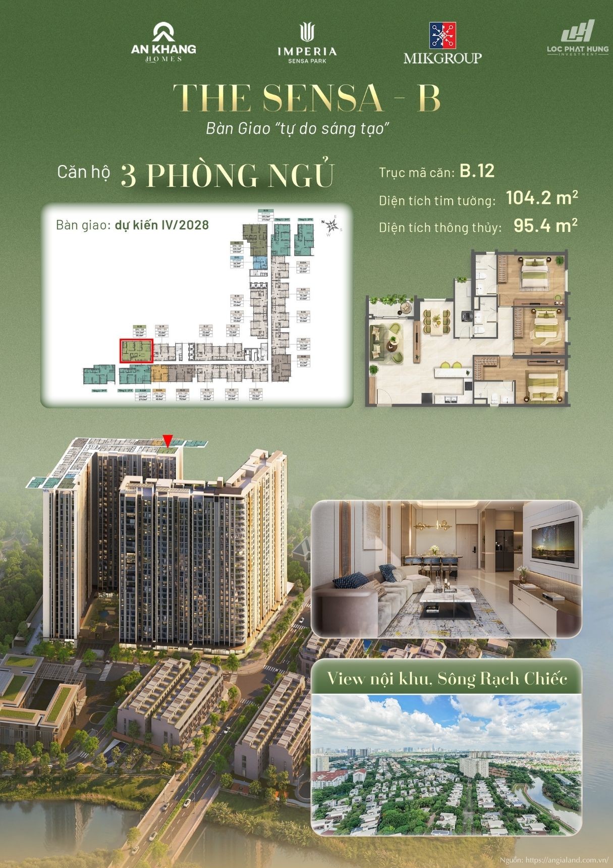 Layout thiết kế căn hộ 3 phòng ngủ Tháp B Imperia Sensa Park