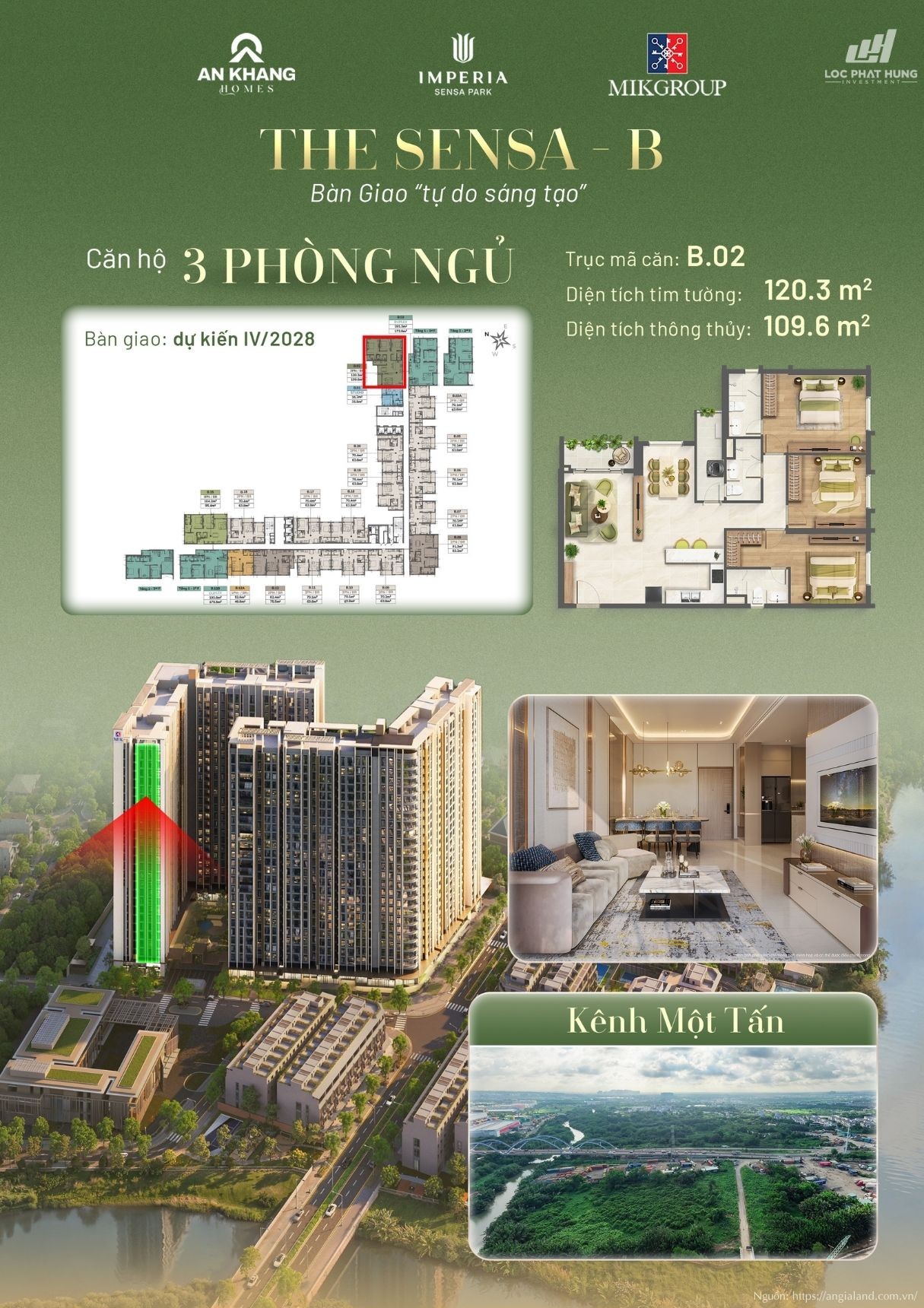 Layout thiết kế căn hộ 3 phòng ngủ Tháp B Imperia Sensa Park