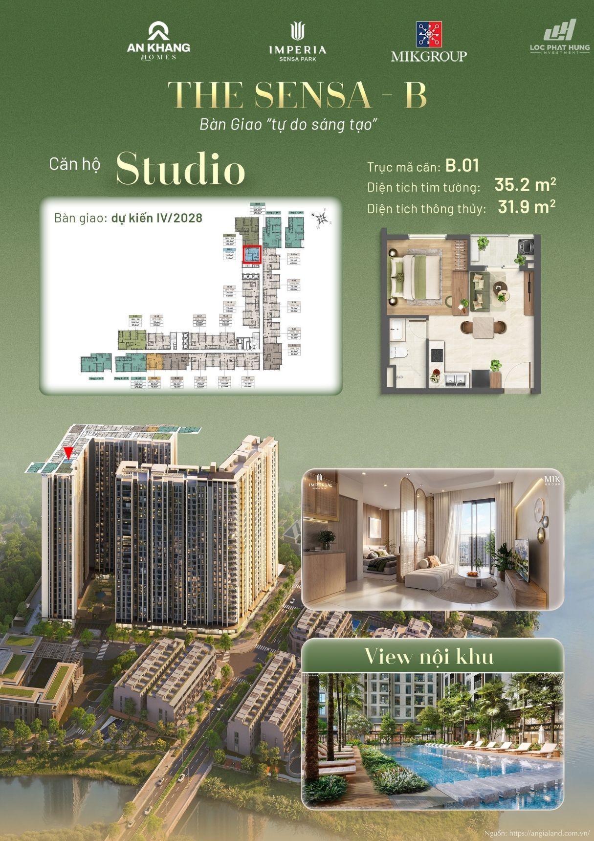Layout thiết kế căn hộ Studio Tháp B Imperia Sensa Park