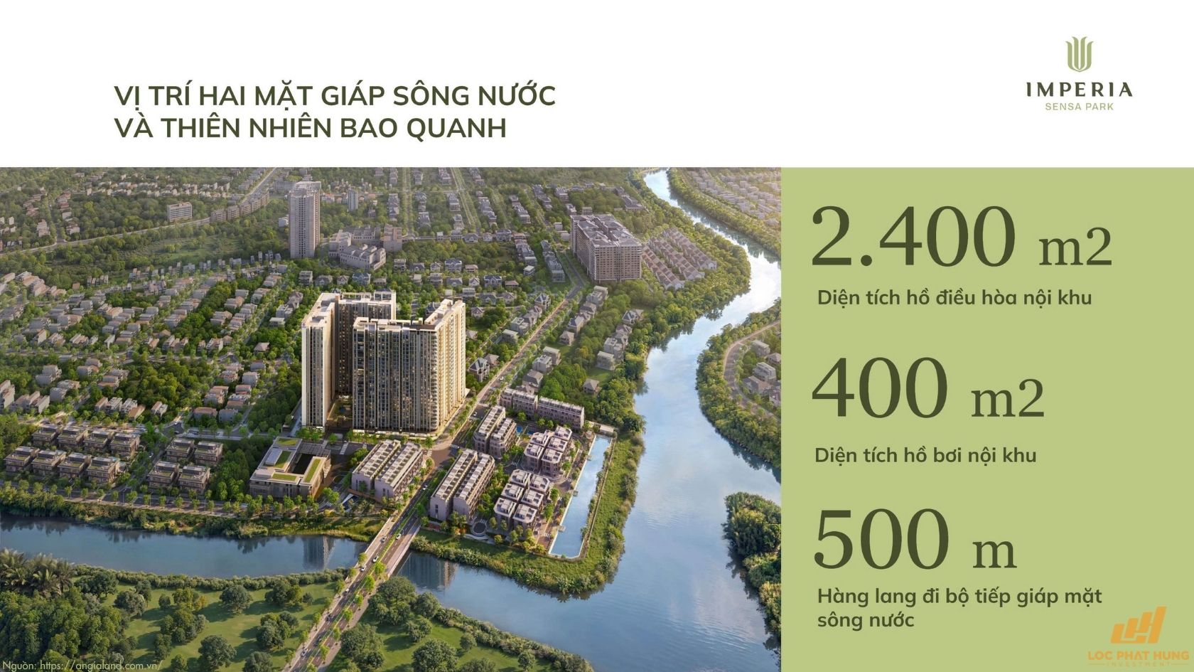 Vị trí hai mặt giáp sông nước và tiện ích nội khu Imperia Sensa Park